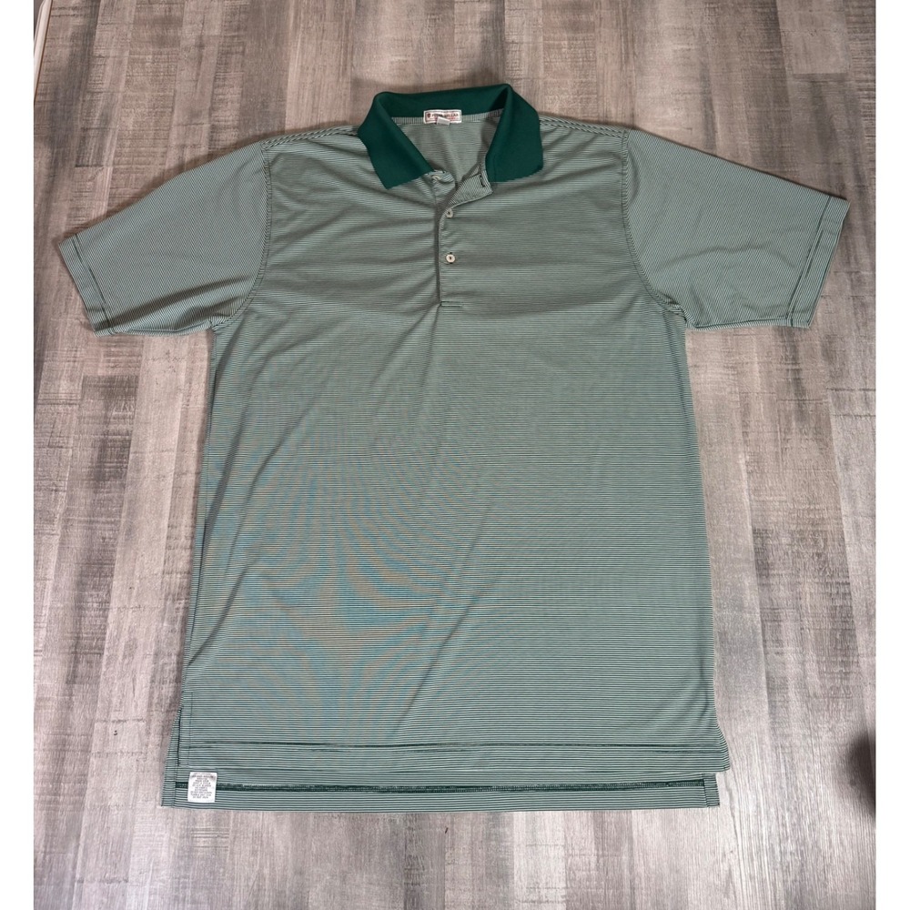 Peter Millar Summer Comfort Mens XL Polo Shirt Green White Stripe Golf Preppy